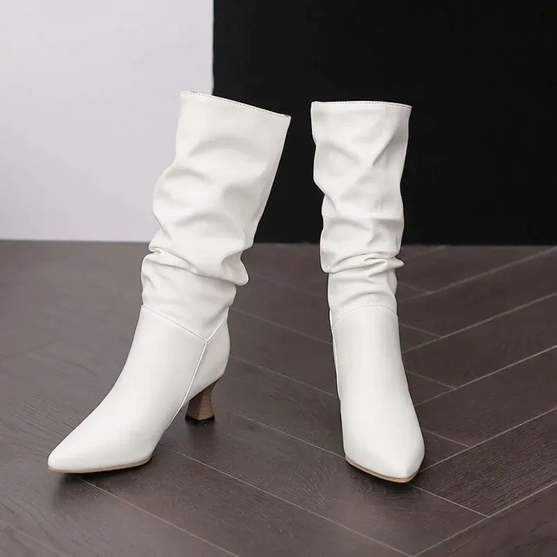 Serene Chic Mid-Calf Heel Boots