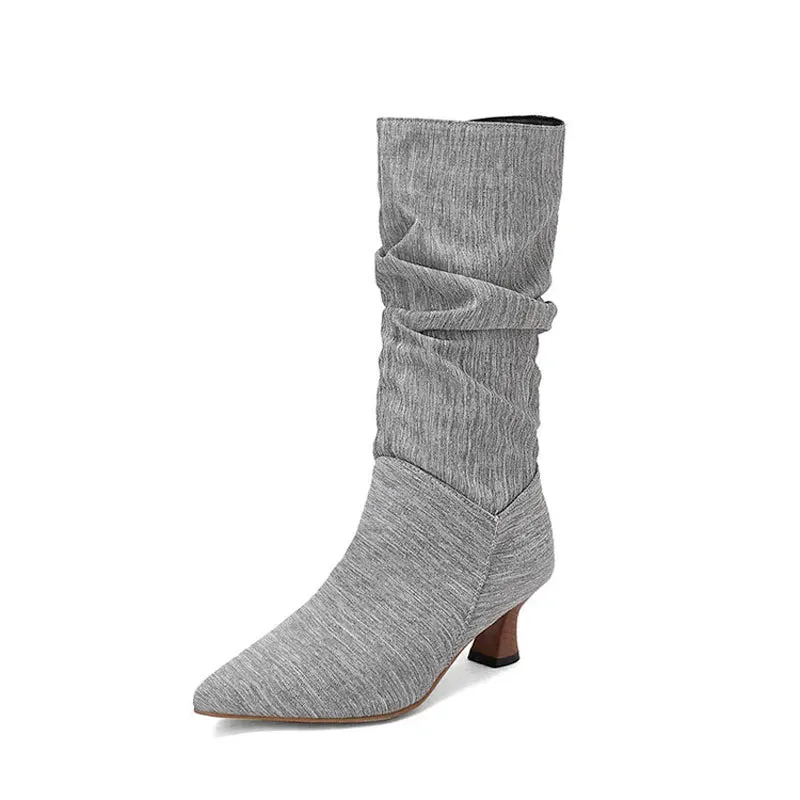 Serene Chic Mid-Calf Heel Boots