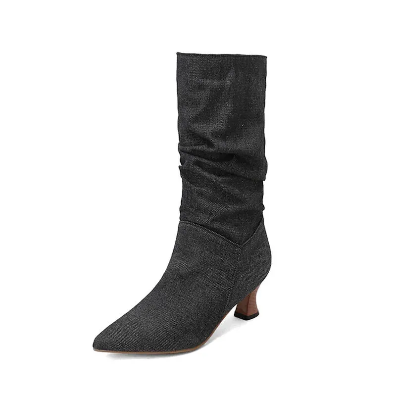 Serene Chic Mid-Calf Heel Boots