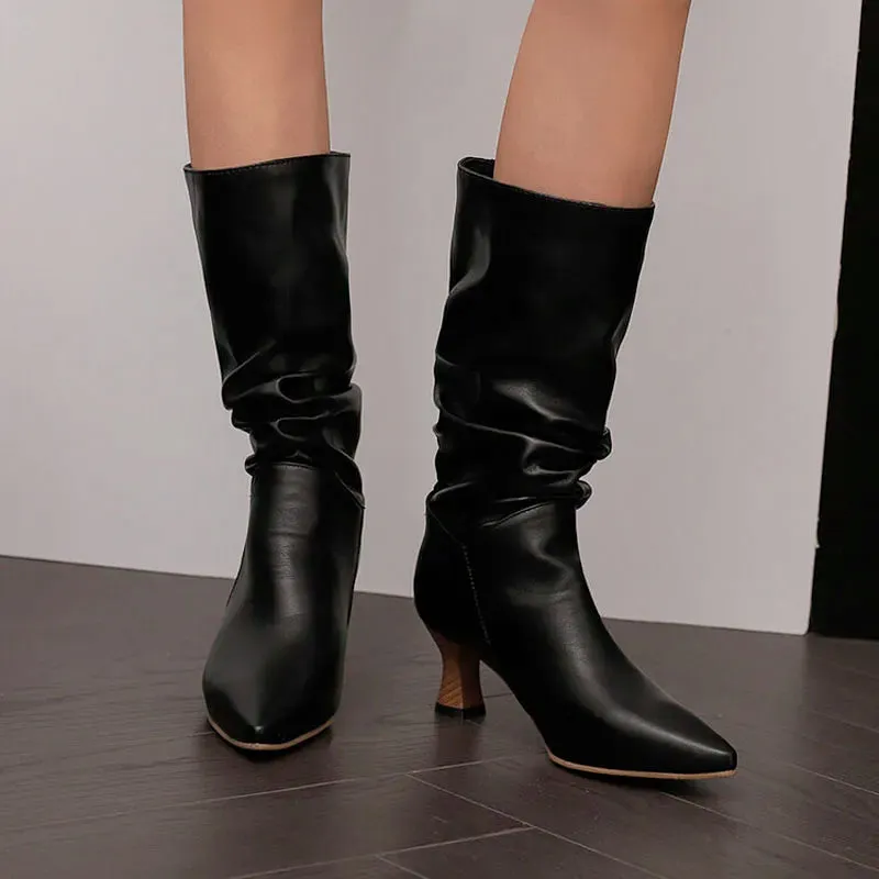 Serene Chic Mid-Calf Heel Boots