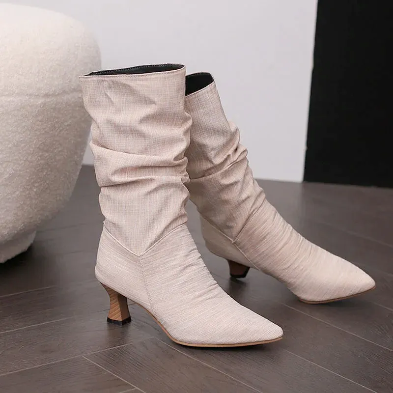 Serene Chic Mid-Calf Heel Boots