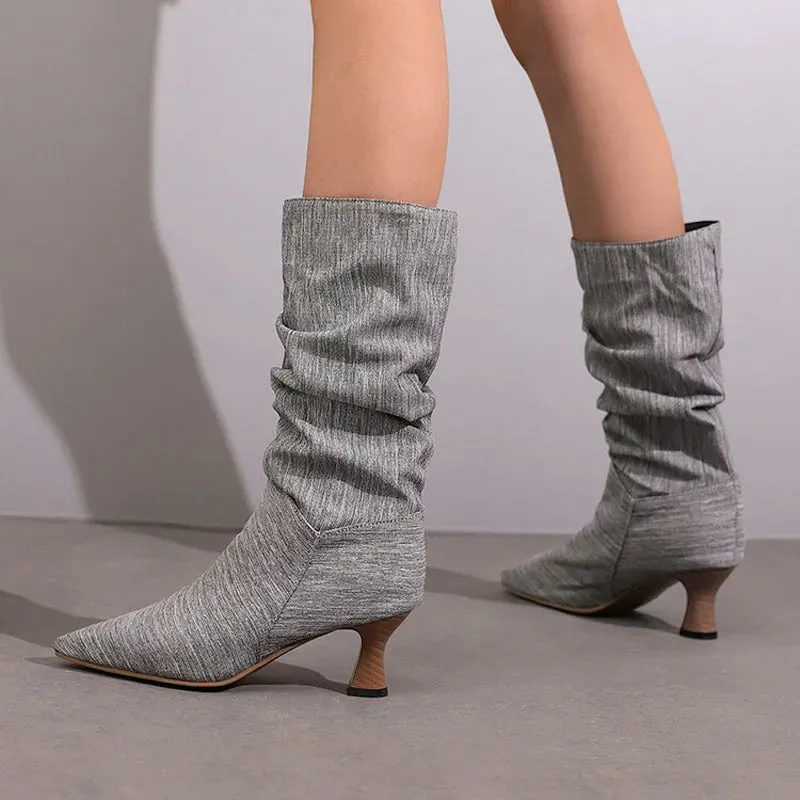 Serene Chic Mid-Calf Heel Boots