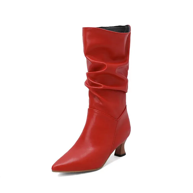 Serene Chic Mid-Calf Heel Boots