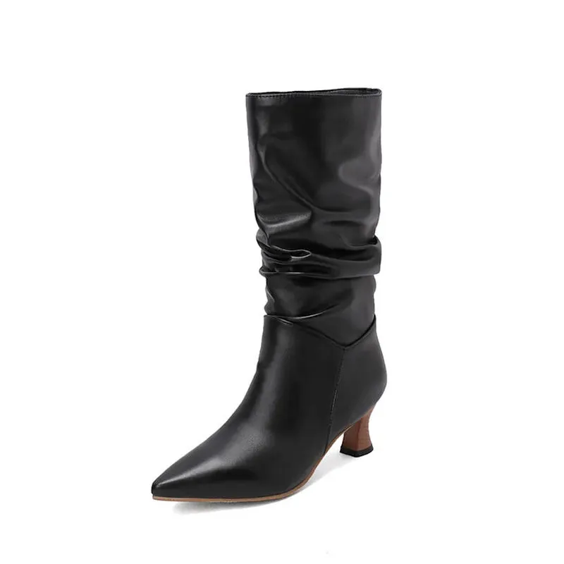 Serene Chic Mid-Calf Heel Boots