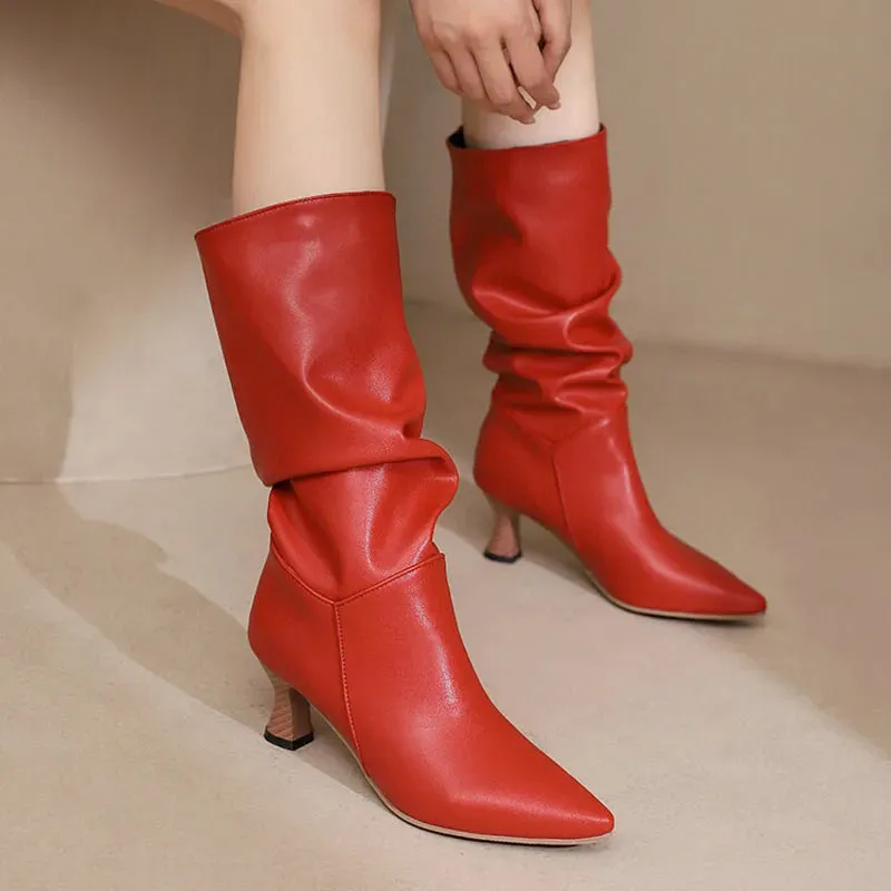 Serene Chic Mid-Calf Heel Boots