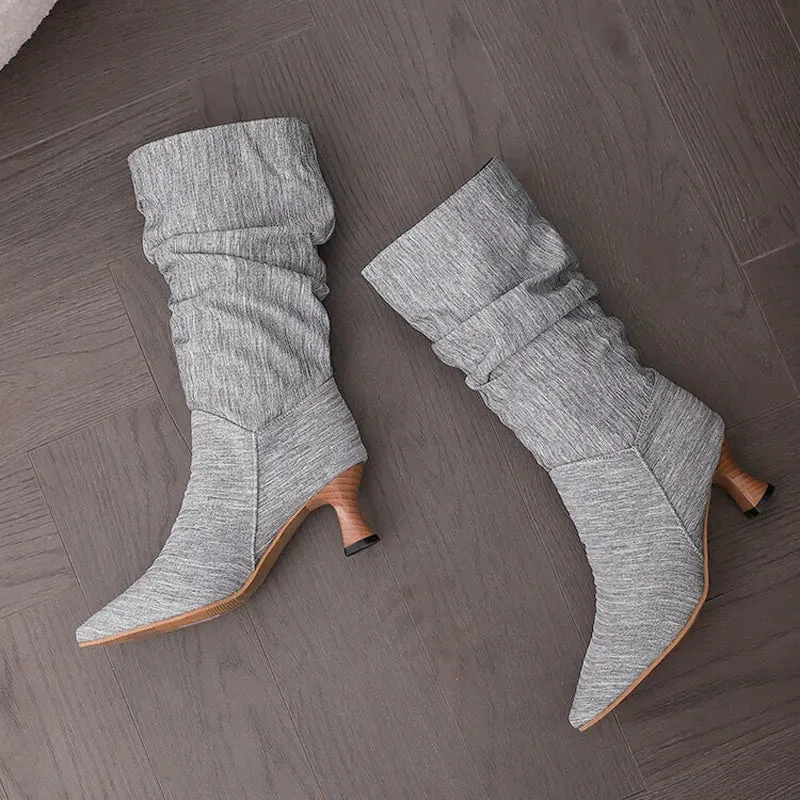 Serene Chic Mid-Calf Heel Boots