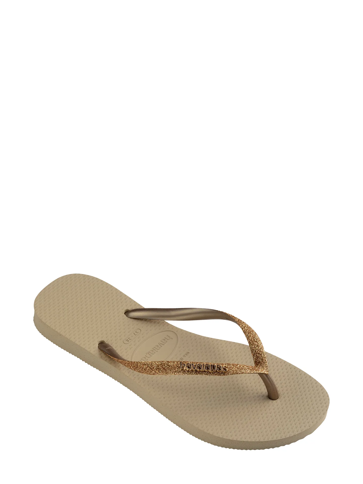 Slim Glitter II flip-flops, Sand / Golden Light Metalico