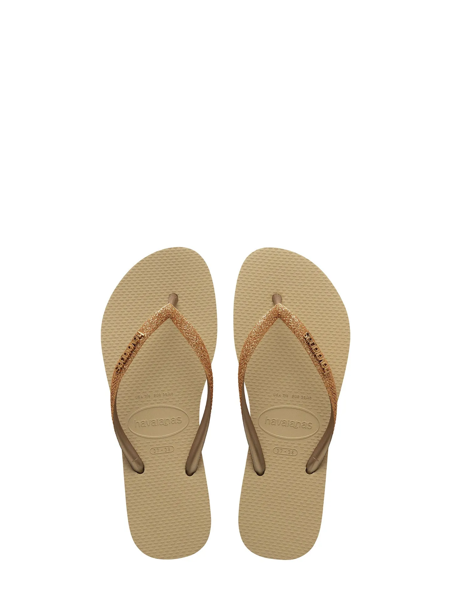 Slim Glitter II flip-flops, Sand / Golden Light Metalico