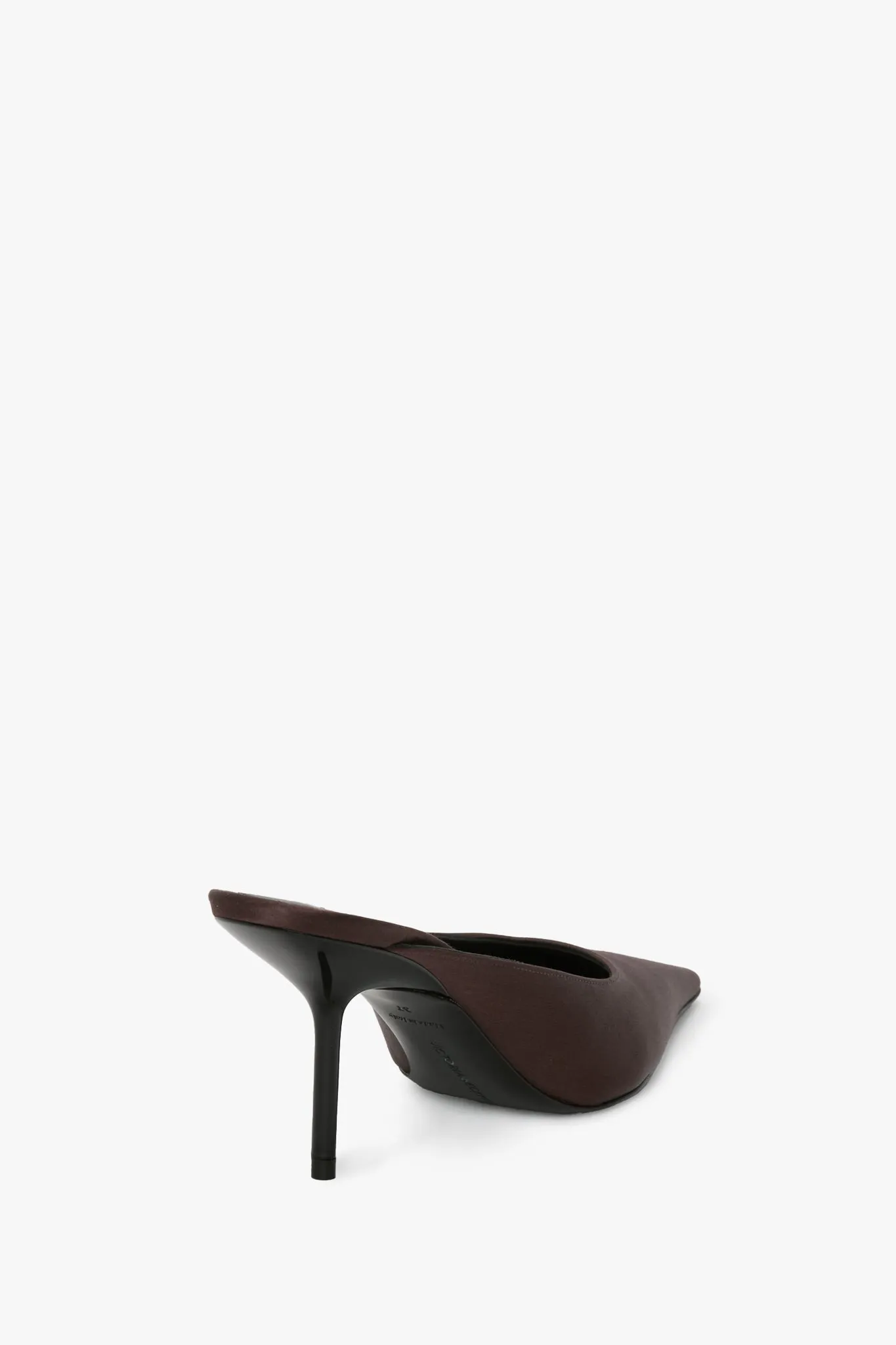 Sloan Stiletto Mule In Dark Brown Satin