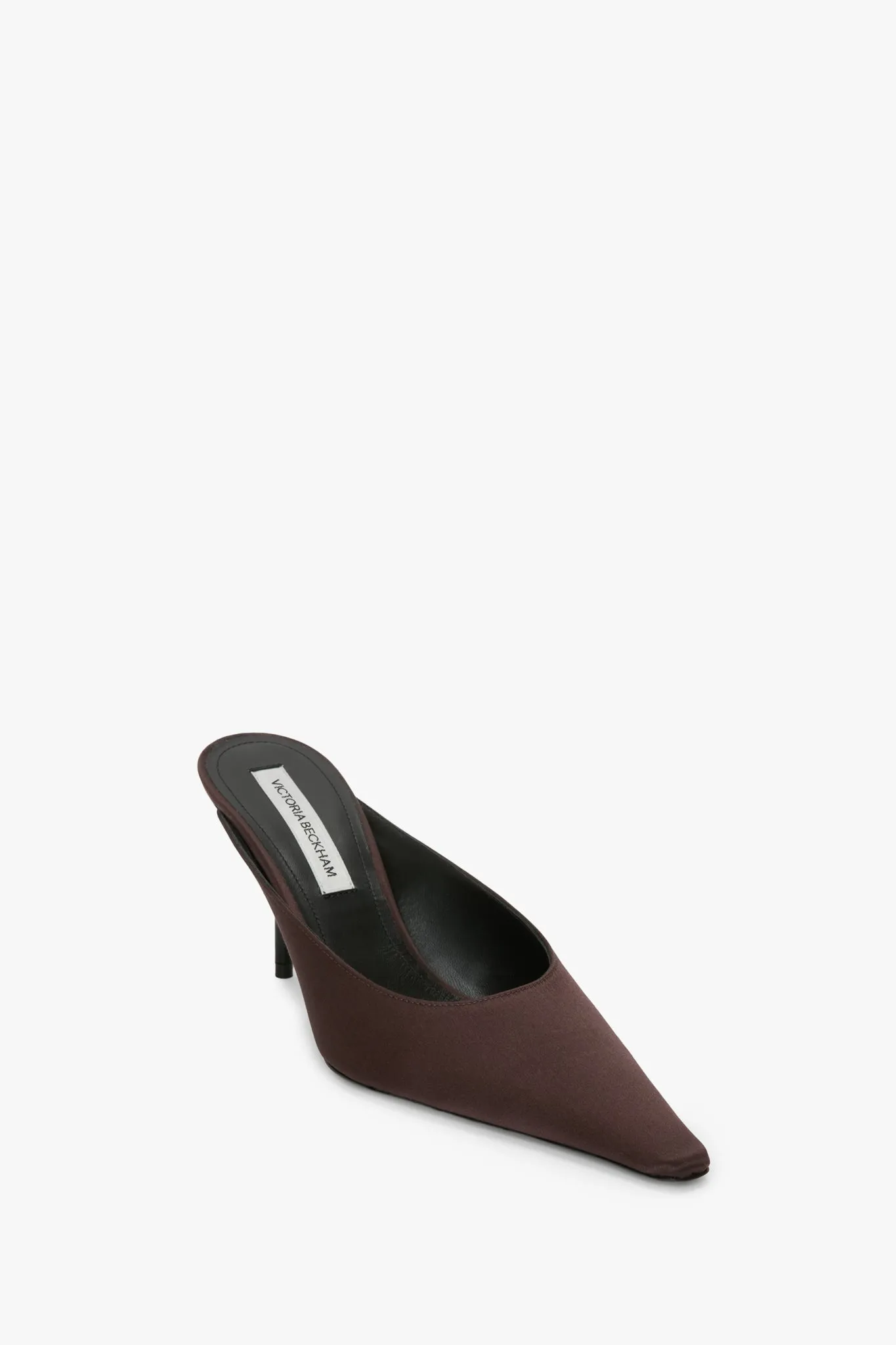 Sloan Stiletto Mule In Dark Brown Satin
