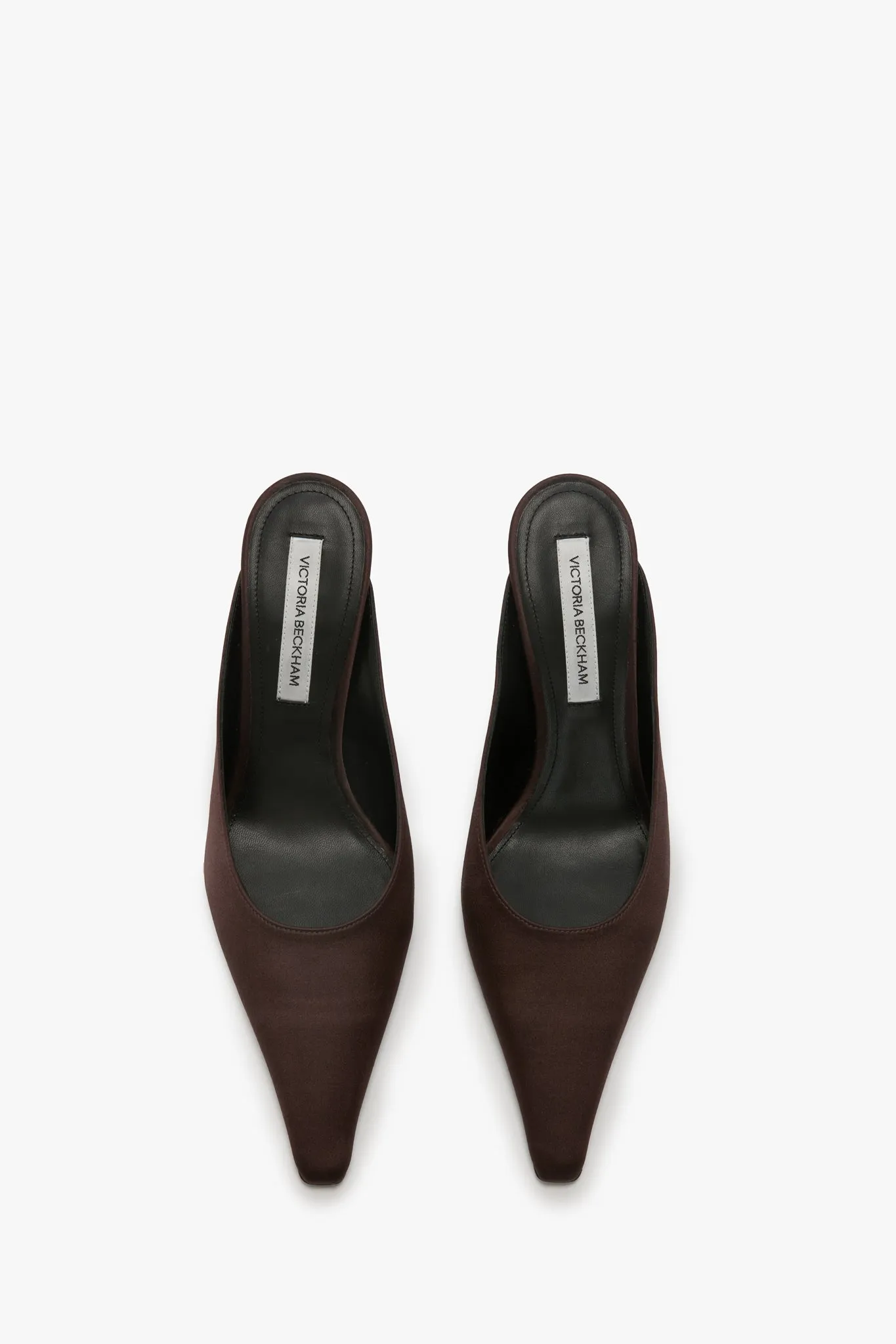 Sloan Stiletto Mule In Dark Brown Satin