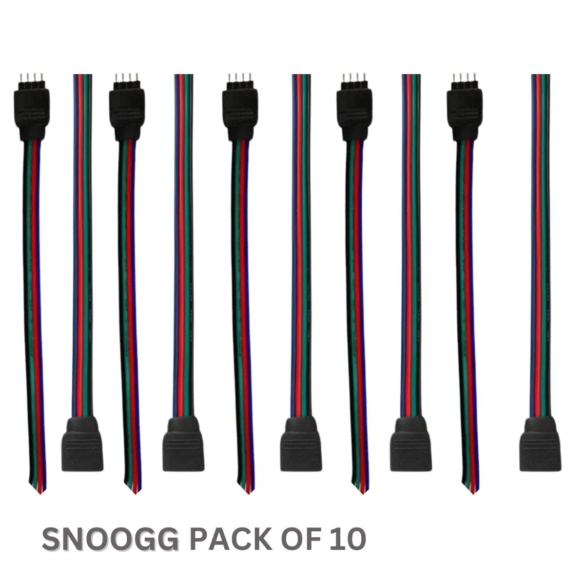 SNOOGG 10 Pack of RGB 4 Pin Female and Male Needle Pins Connectors - 5 Pieces Each for Power Source and Extension of Flexible LED Strips