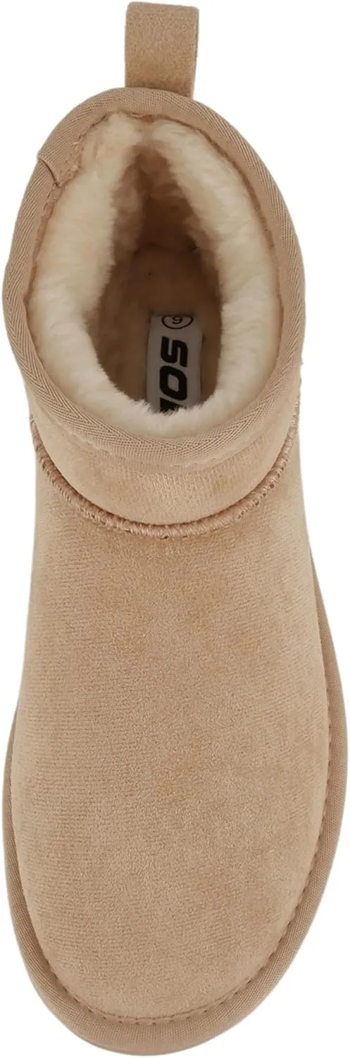 Soda “Mutual/Mute” ~ Women Round Toe Lug Sole Low Flatform Sherpa-lined Ankle Bootie