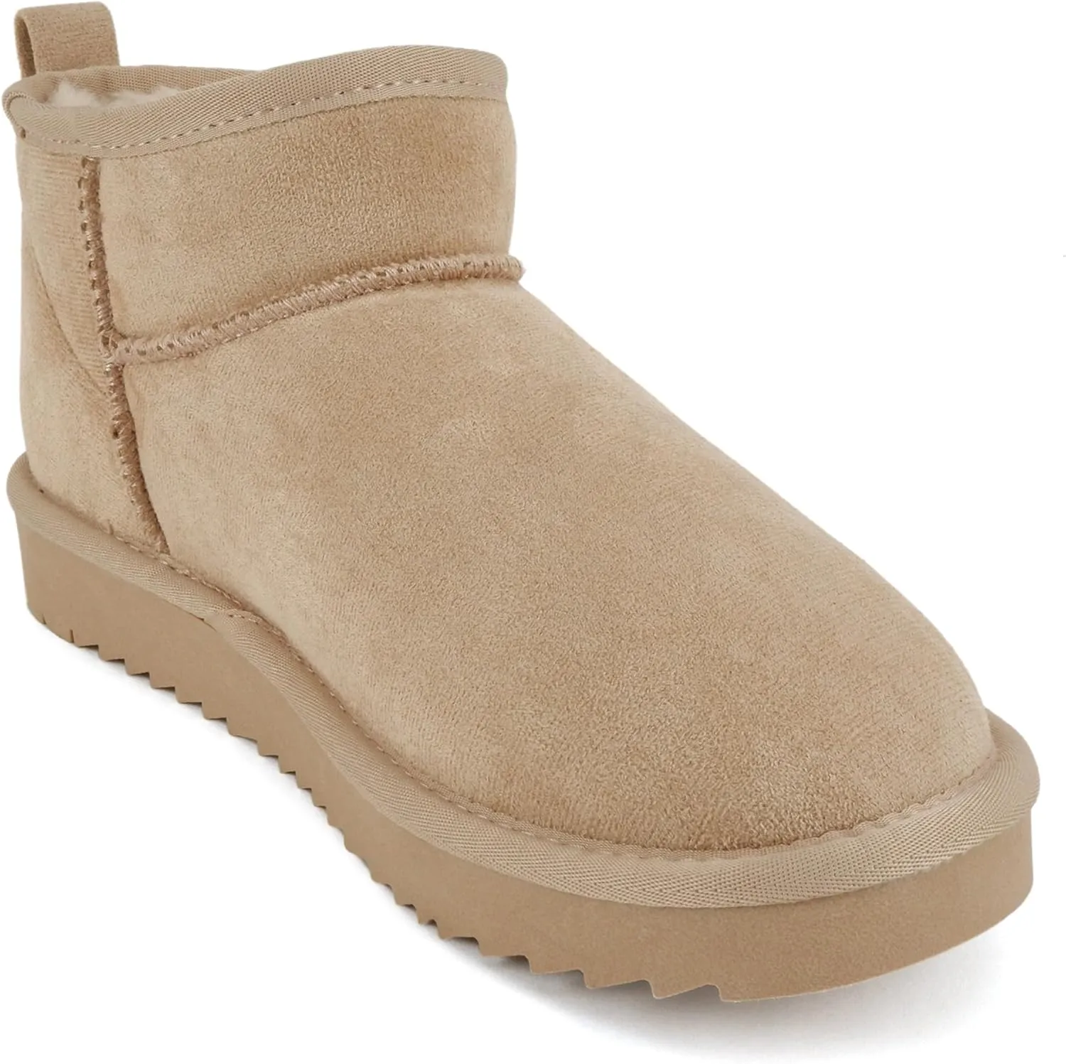 Soda “Mutual/Mute” ~ Women Round Toe Lug Sole Low Flatform Sherpa-lined Ankle Bootie