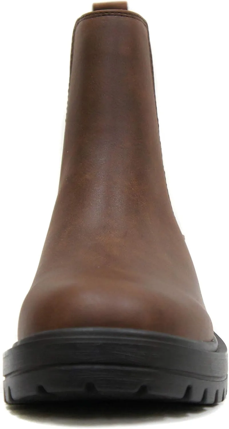 Soda Pilot ~ Women Lug Sole Low Heel Chelsea Fashion Ankle Bootie w/Double Elastic Gore