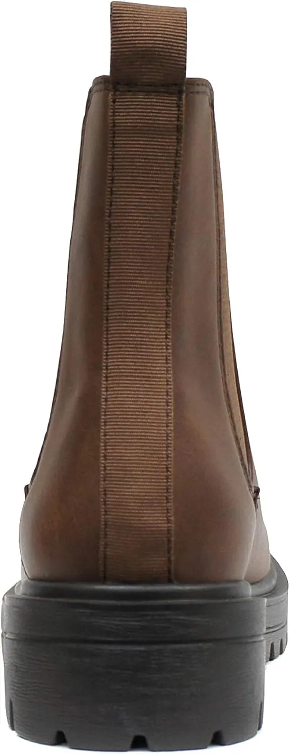 Soda Pilot ~ Women Lug Sole Low Heel Chelsea Fashion Ankle Bootie w/Double Elastic Gore