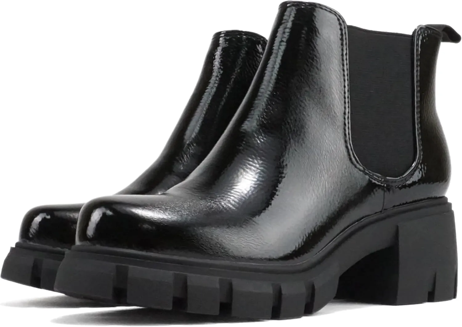Soda PIONEER ~ Women Lug Sole Mid Heel Chelsea Fashion Ankle Bootie w/Double Elastic Gore