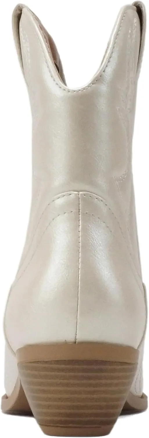 Soda RIGGING ~ Women Western Stitched Pointe Toe Low Heel Ankle Mid Shaft Boots