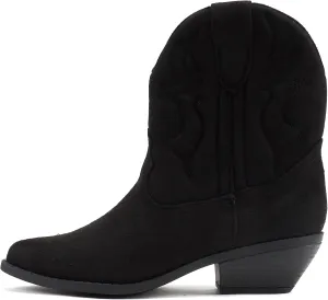 Soda RIGGING ~ Women Western Stitched Pointe Toe Low Heel Ankle Mid Shaft Boots