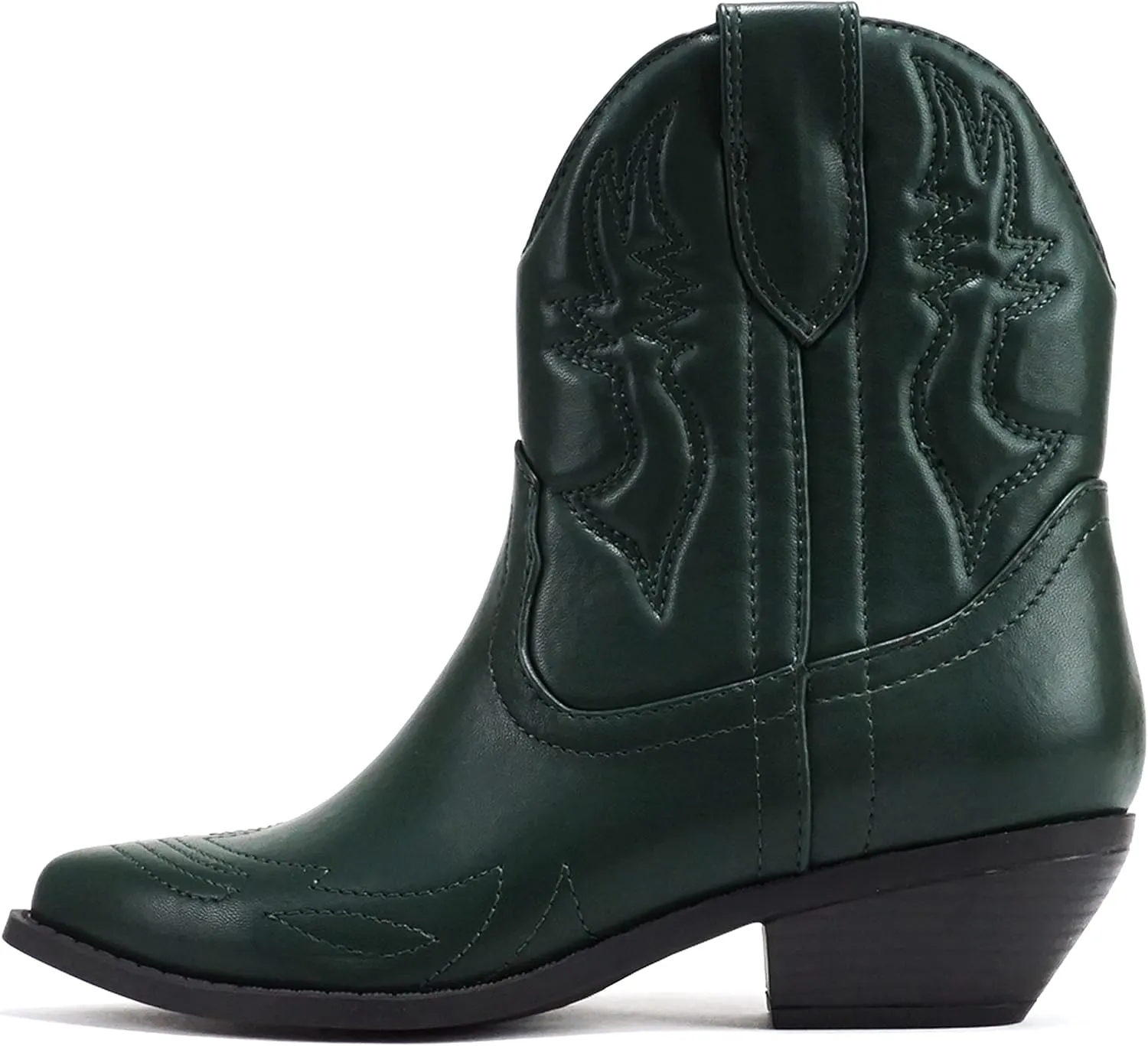Soda RIGGING ~ Women Western Stitched Pointe Toe Low Heel Ankle Mid Shaft Boots
