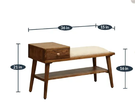 Solid Sheesham Wood Shoe Rack With Drawer