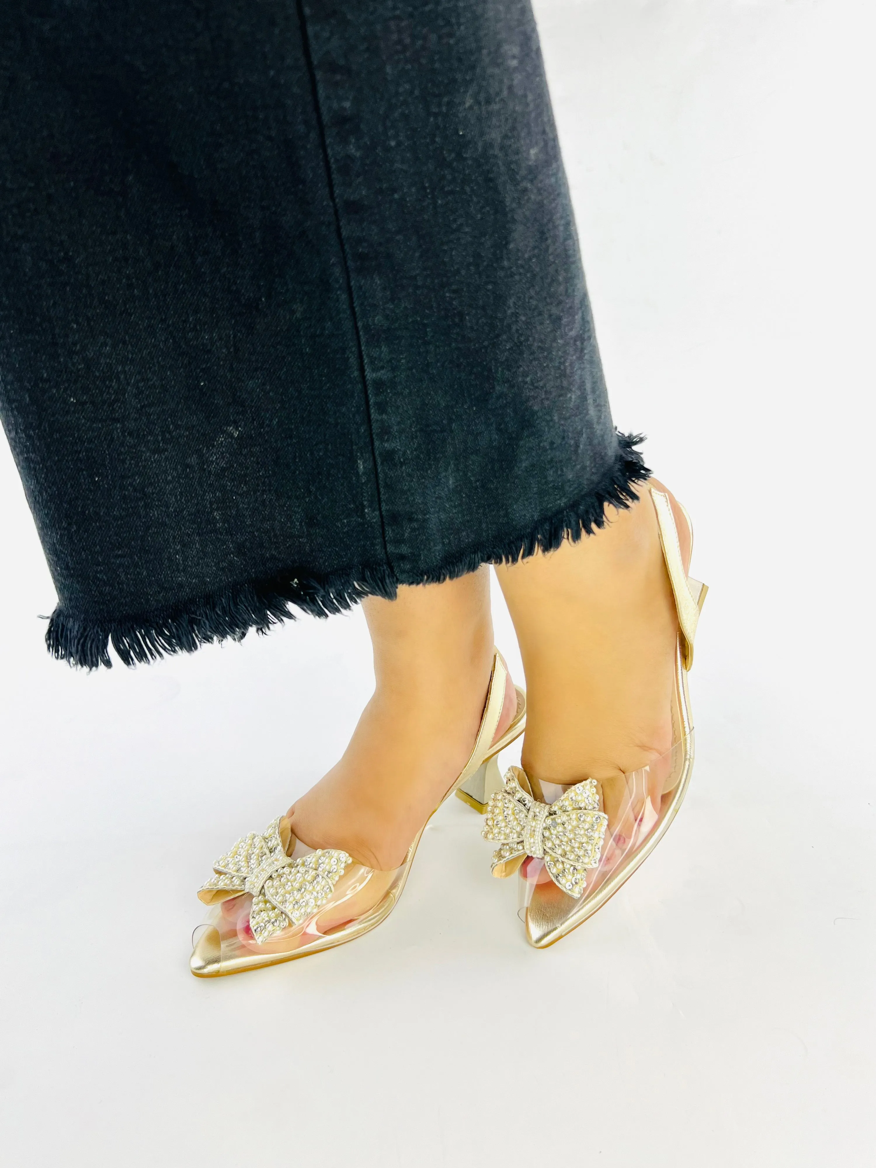 Spunkz Cinderella Gold Bow Tie Heel-11036