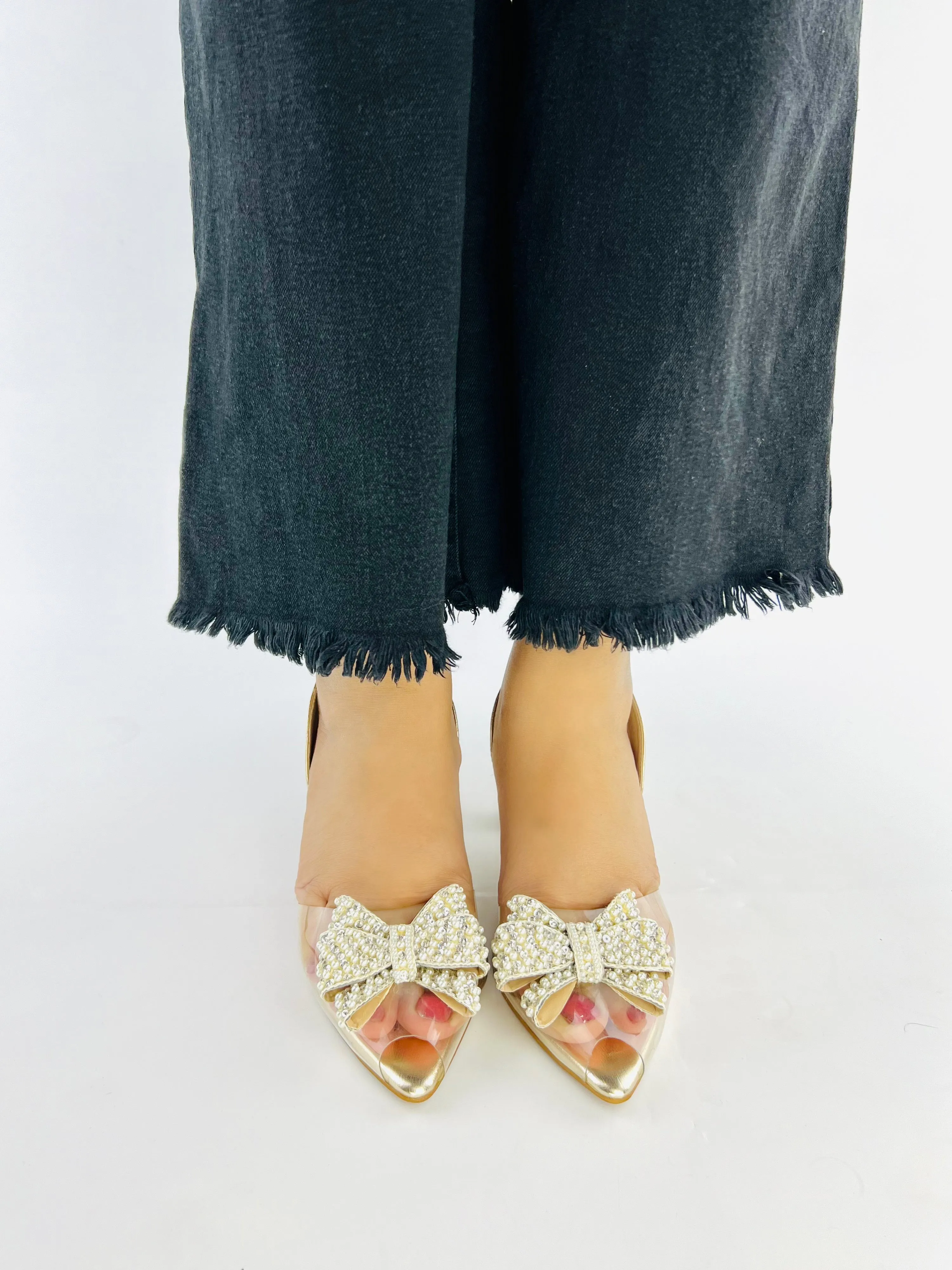 Spunkz Cinderella Gold Bow Tie Heel-11036