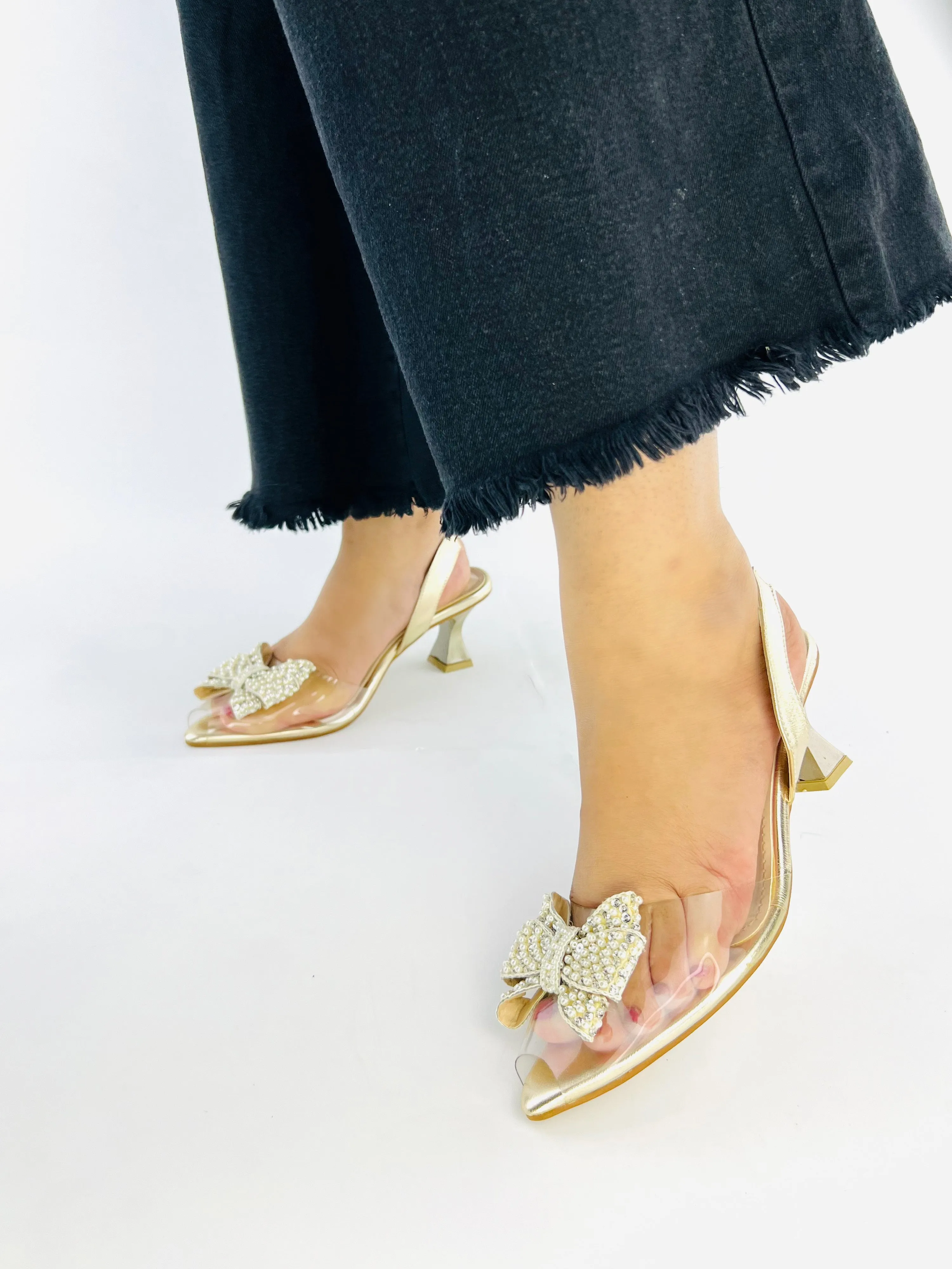 Spunkz Cinderella Gold Bow Tie Heel-11036