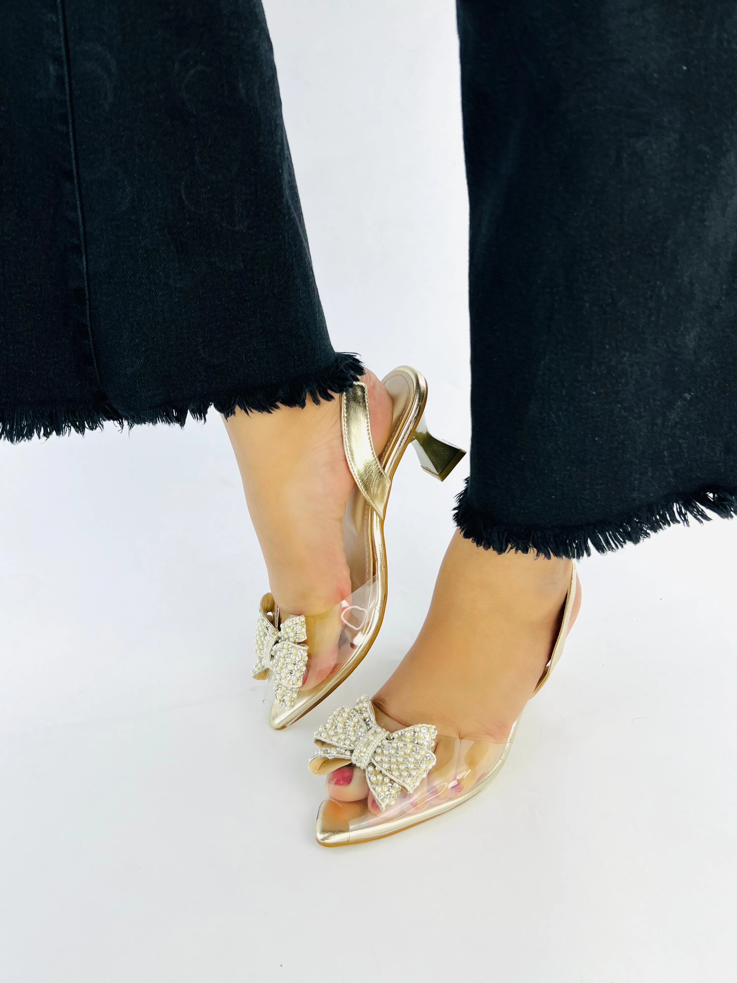 Spunkz Cinderella Gold Bow Tie Heel-11036