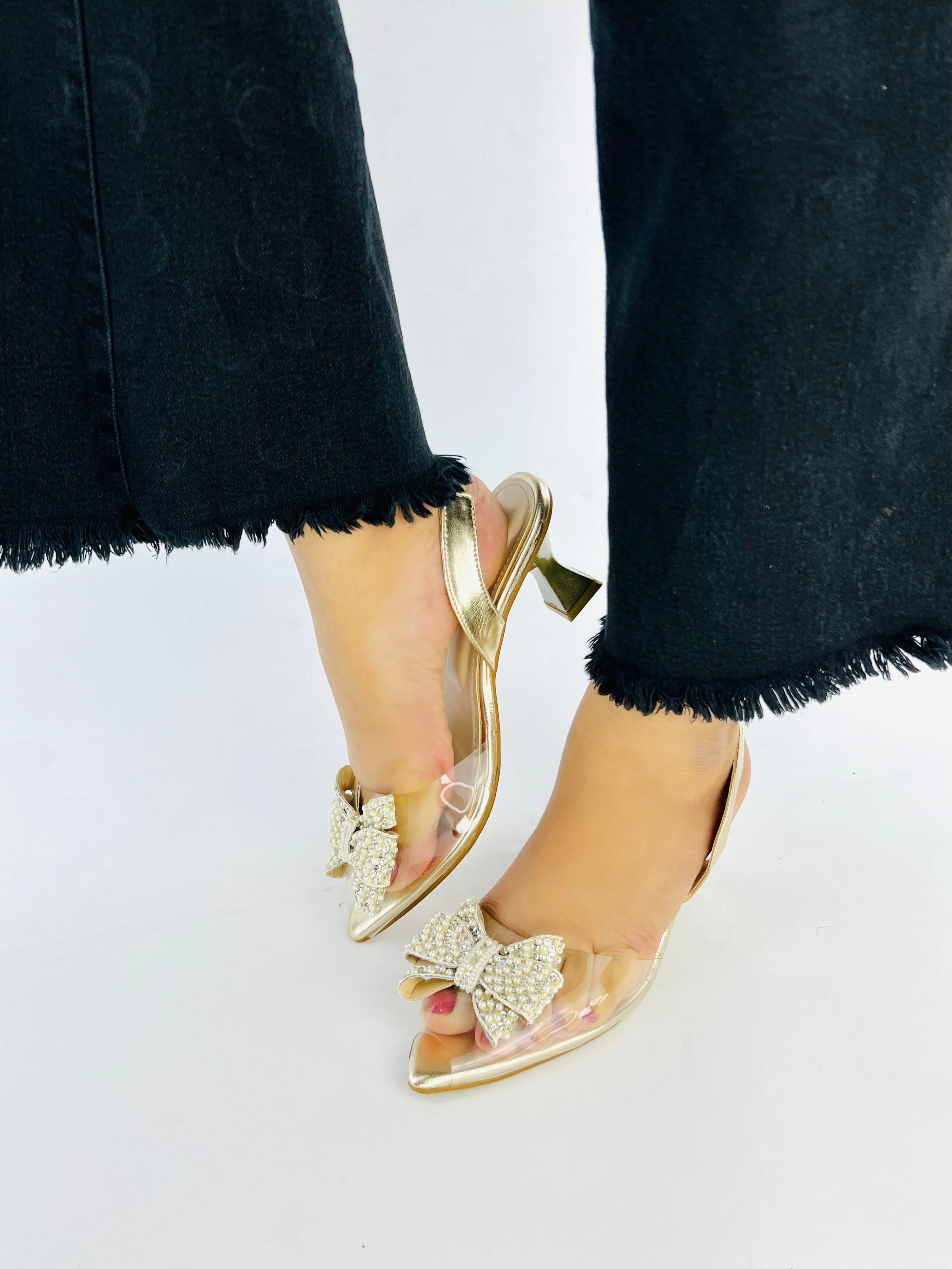 Spunkz Cinderella Gold Bow Tie Heel-11036