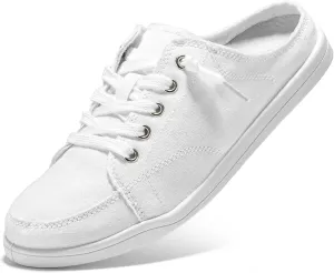 STQ White Slip On Shoes for Women Memory Foam Casual Backless Fashion Canvas Tennis Sneakers, Vanilla White Size 7.5