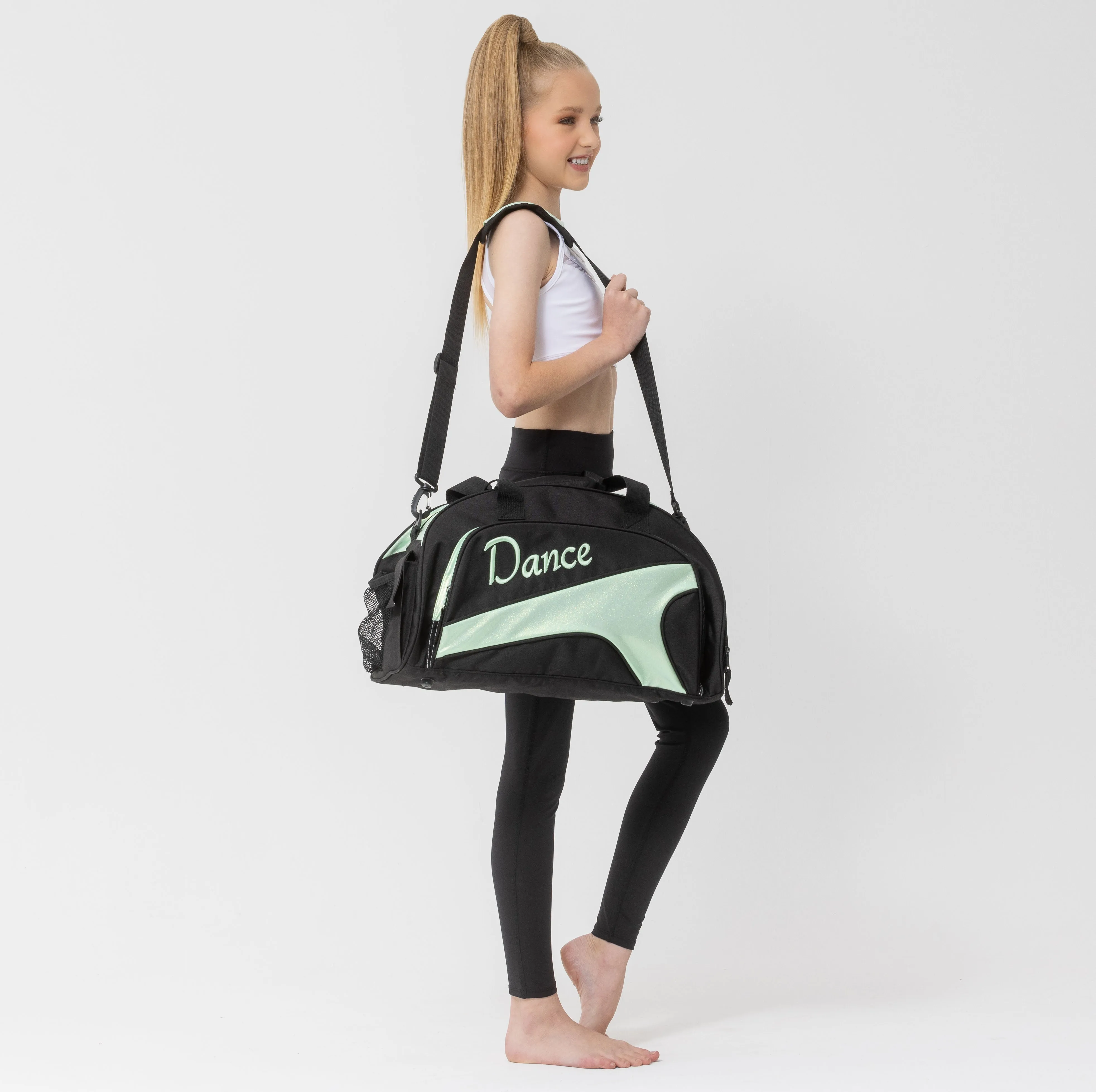 Studio 7 NEW Eco-Friendly Junior Duffel Bag - Black   Cool Mint