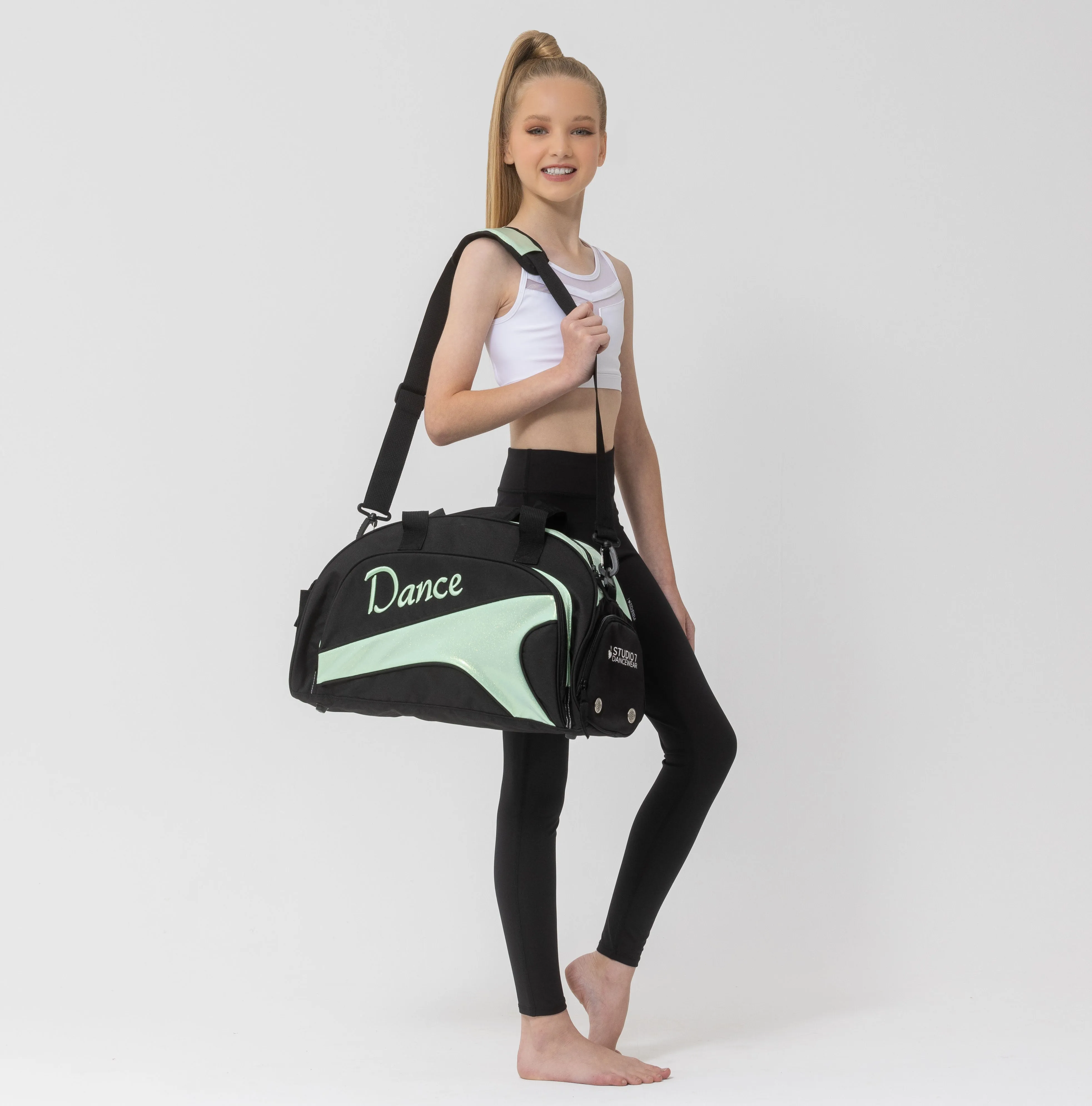 Studio 7 NEW Eco-Friendly Junior Duffel Bag - Black   Cool Mint