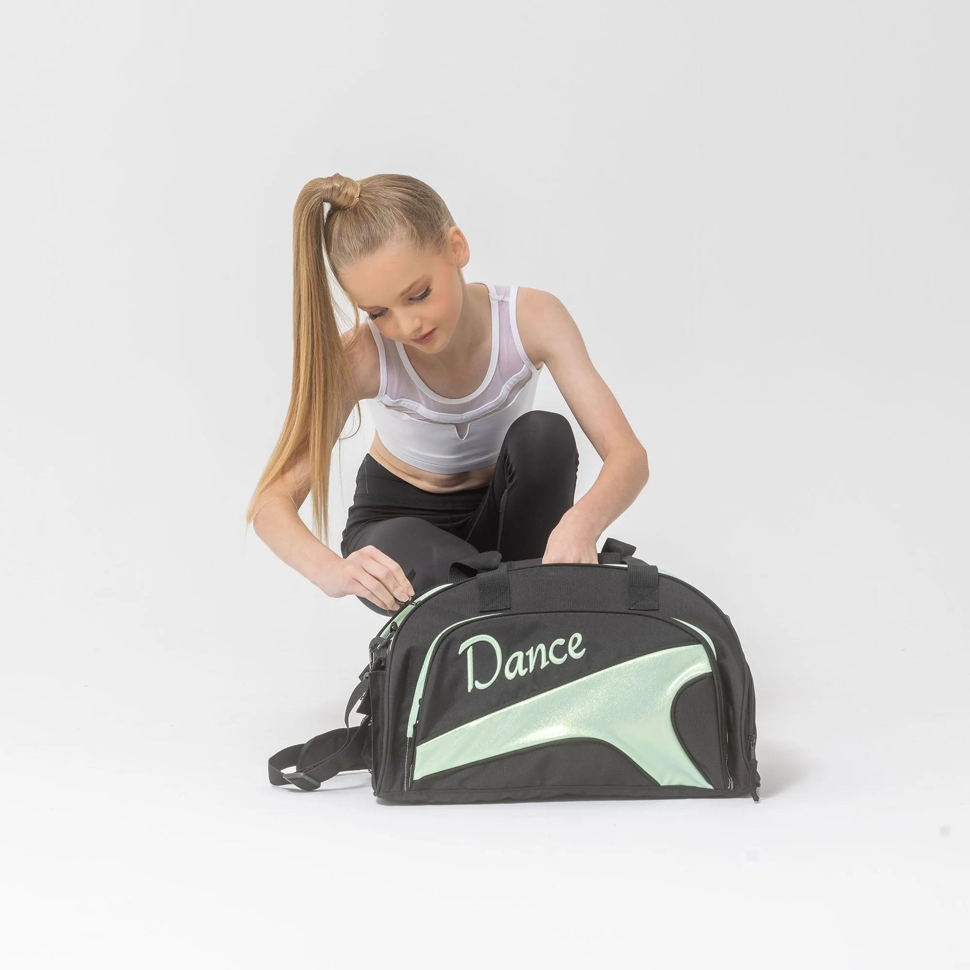 Studio 7 NEW Eco-Friendly Junior Duffel Bag - Black   Cool Mint