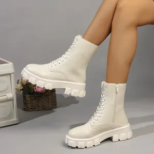 Stylish Lace-Up Platform Boots