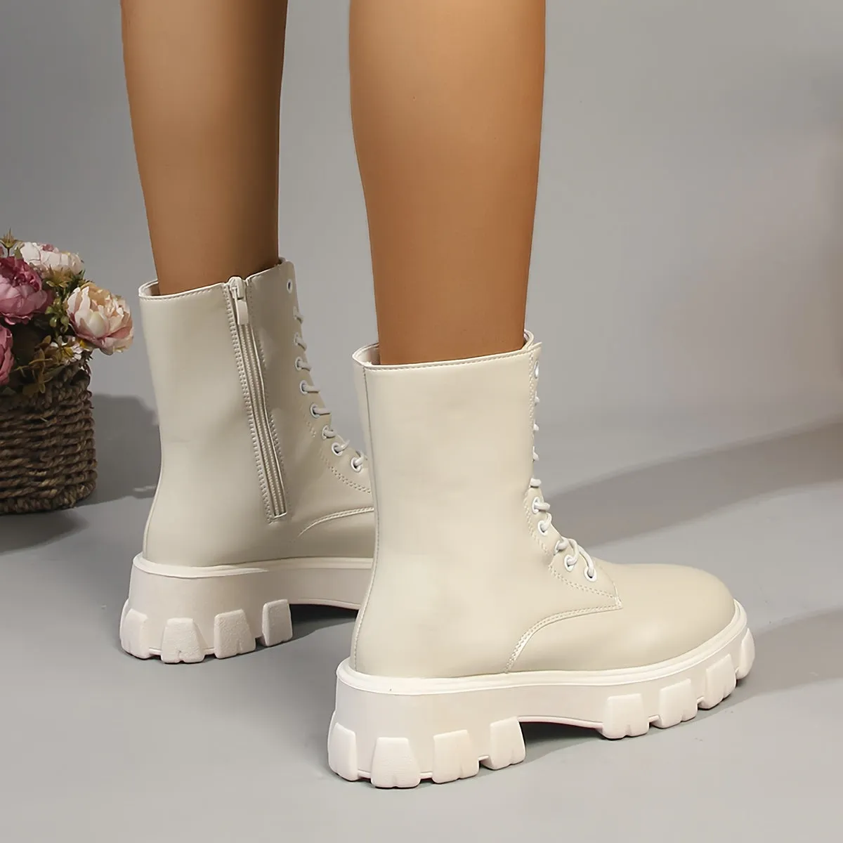 Stylish Lace-Up Platform Boots