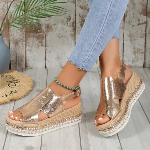 Stylish Metallic Platform Sandals | Casual Summer Wear | PU Leather | Multiple Colors
