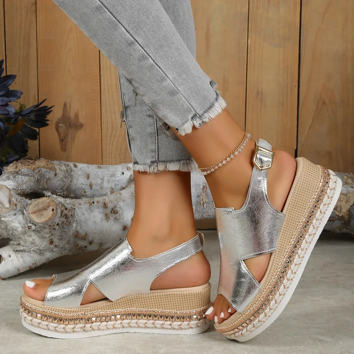 Stylish Metallic Platform Sandals | Casual Summer Wear | PU Leather | Multiple Colors