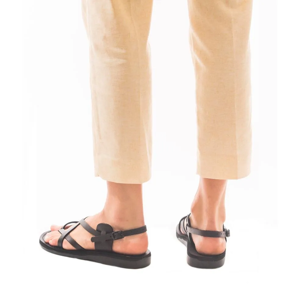 Tamar Buckle - Leather Flip Flop Sandal | Black