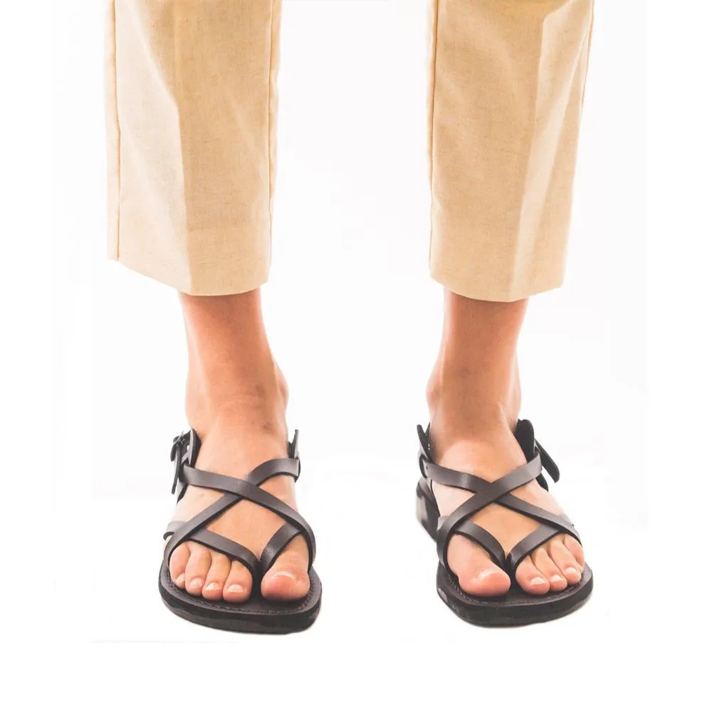 Tamar Buckle - Leather Flip Flop Sandal | Black