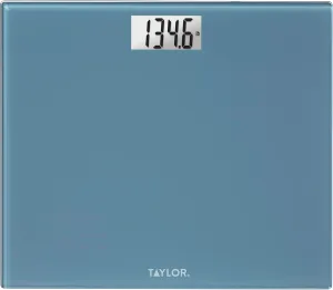 Taylor Digital Extra-Wide Extra High 500lb Capacity Bathroom Scale for Body Weight, Accurate High Precision and Ultra Wide Platform, Digital Weighing Machine for People, Easy-to-Read, Slate Blue