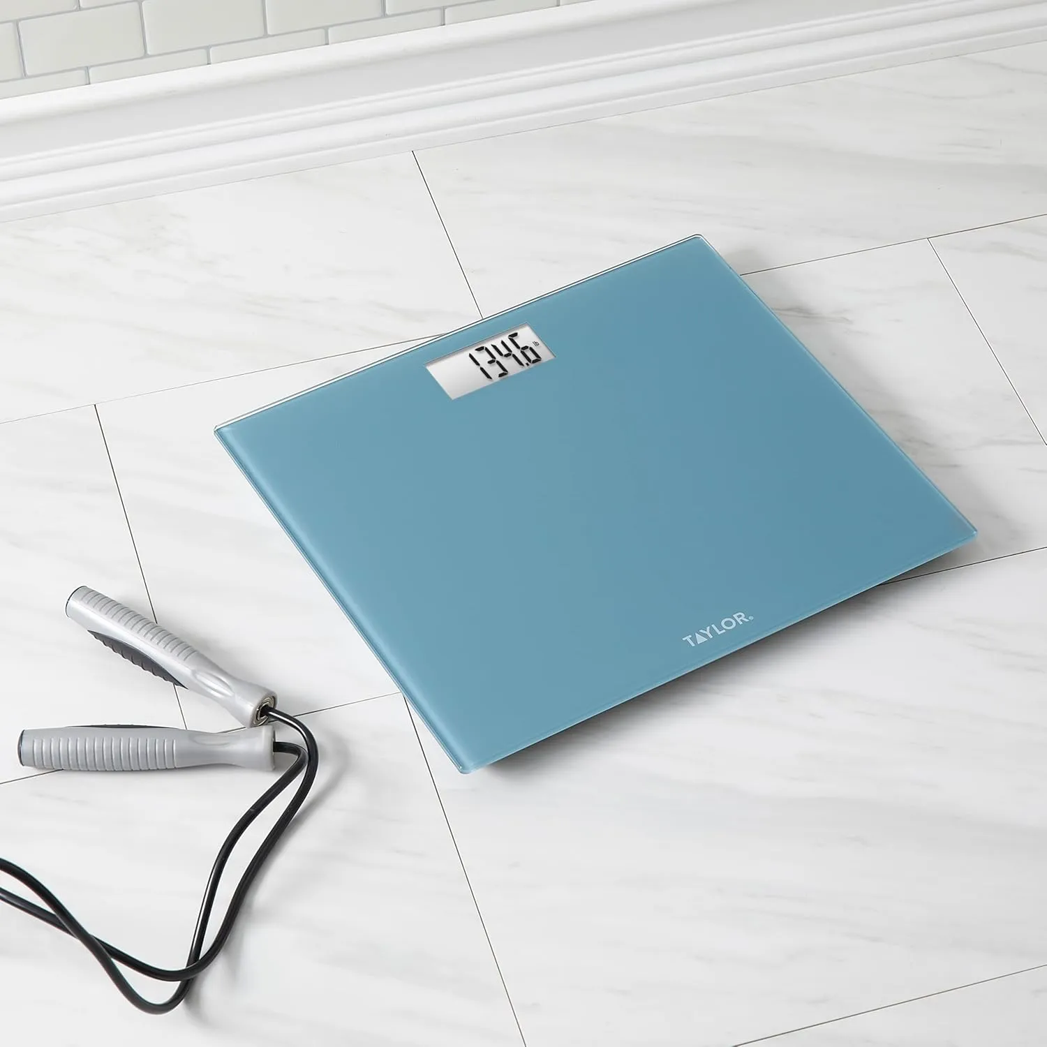 Taylor Digital Extra-Wide Extra High 500lb Capacity Bathroom Scale for Body Weight, Accurate High Precision and Ultra Wide Platform, Digital Weighing Machine for People, Easy-to-Read, Slate Blue