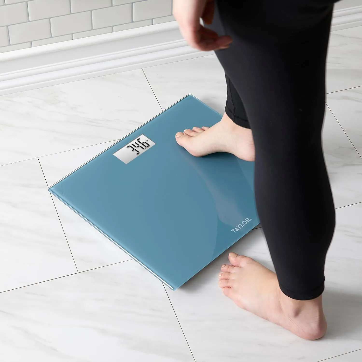 Taylor Digital Extra-Wide Extra High 500lb Capacity Bathroom Scale for Body Weight, Accurate High Precision and Ultra Wide Platform, Digital Weighing Machine for People, Easy-to-Read, Slate Blue