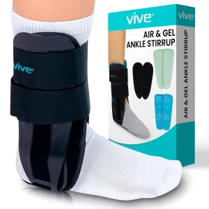 Vive Ankle Stirrup Brace - Air Gel Stabilizer for Ankle Sprain, Tendonitis Support for Men & Women - Right & Left Foot -Achilles Tendon Compression Relief -Fracture Treatment - Hot & Cold Therapy