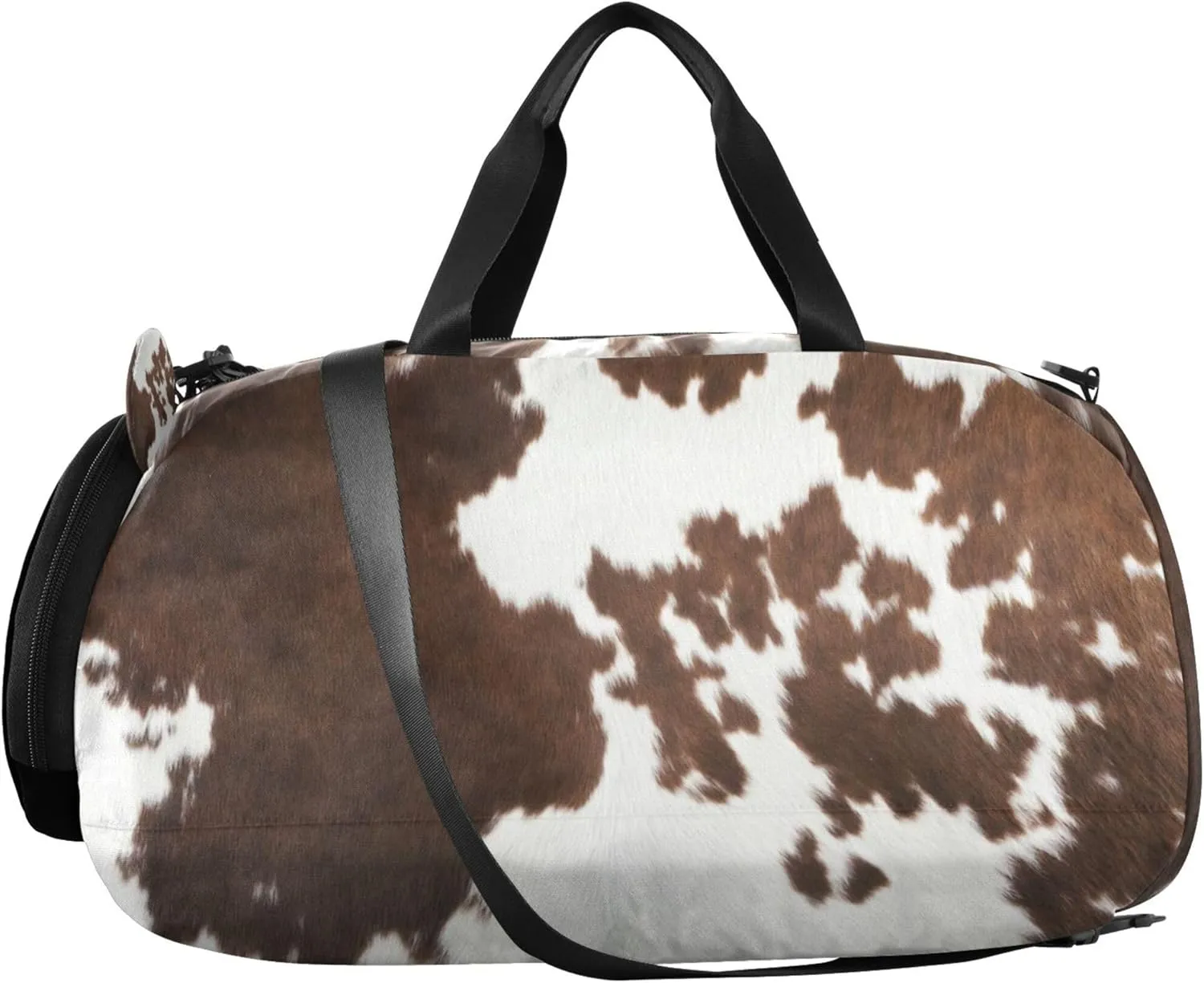 Western Cow Skin Texture Kids Duffel Bag with Shoes Compartment Large Capacity Carry On Overnight Bag for Travel, Swimming, Dance, Ballet
