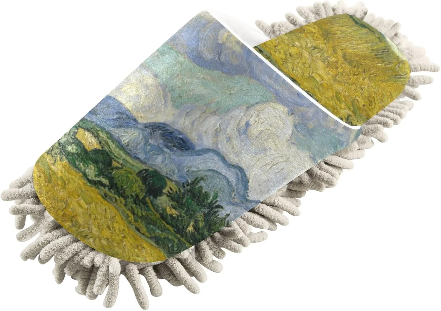 Wheat Field Mop Slippers for Floor Cleaning Dust Duster House Kitchen Mop Shoes for Women Men-M