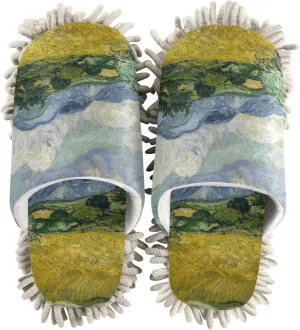Wheat Field Mop Slippers for Floor Cleaning Dust Duster House Kitchen Mop Shoes for Women Men-M