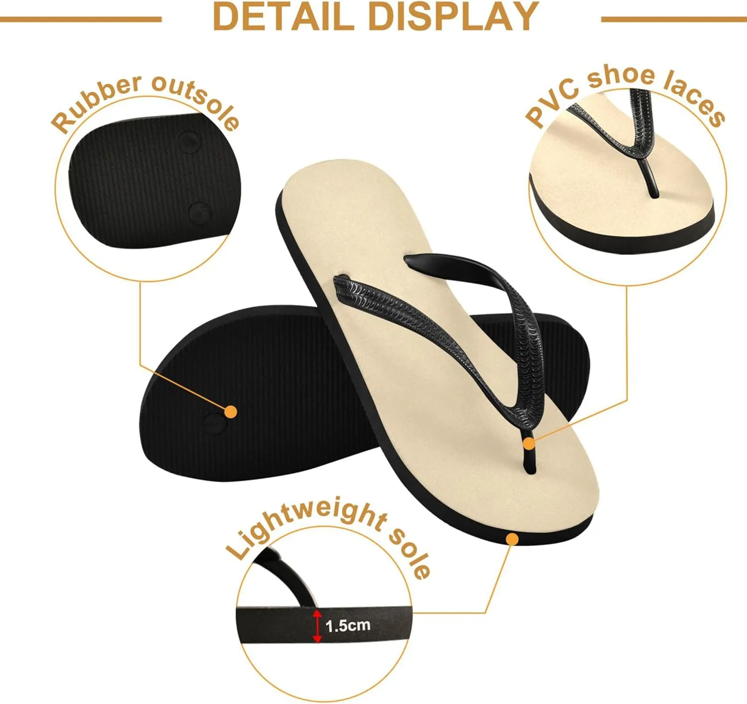 Wheat Flip Flops for Women/Men Sandals Home Slippers Hotel Spa Bedroom Travel Beach
