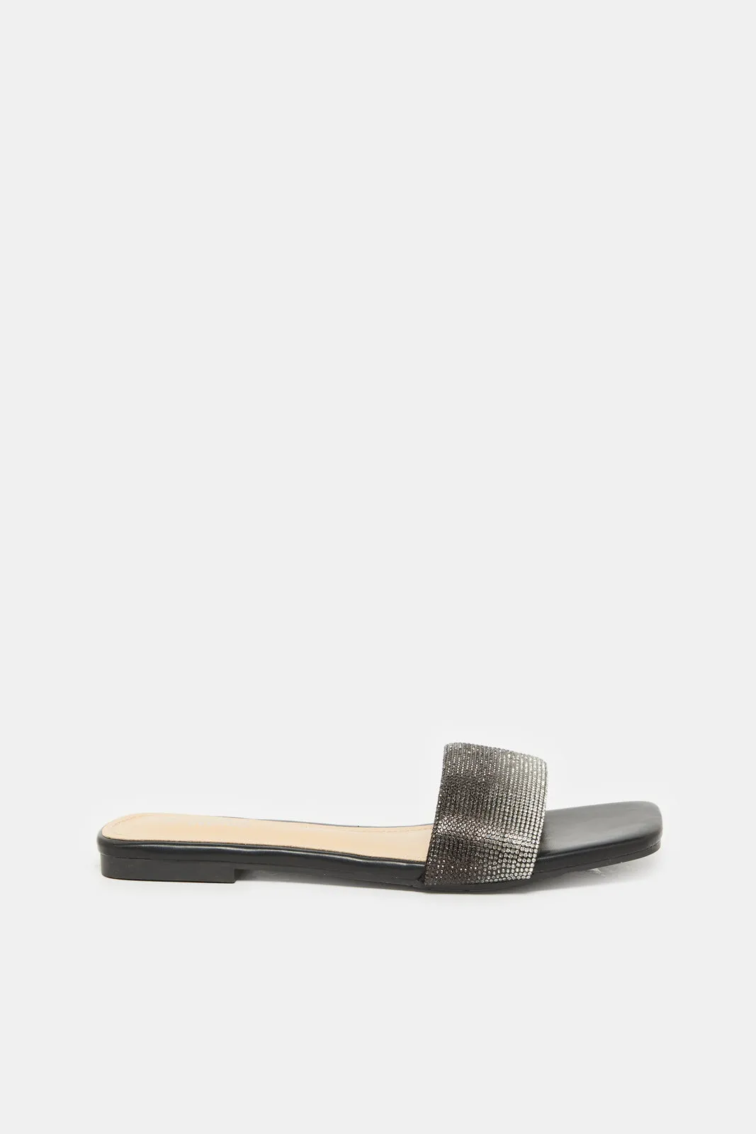 Women Black Embellished Mule