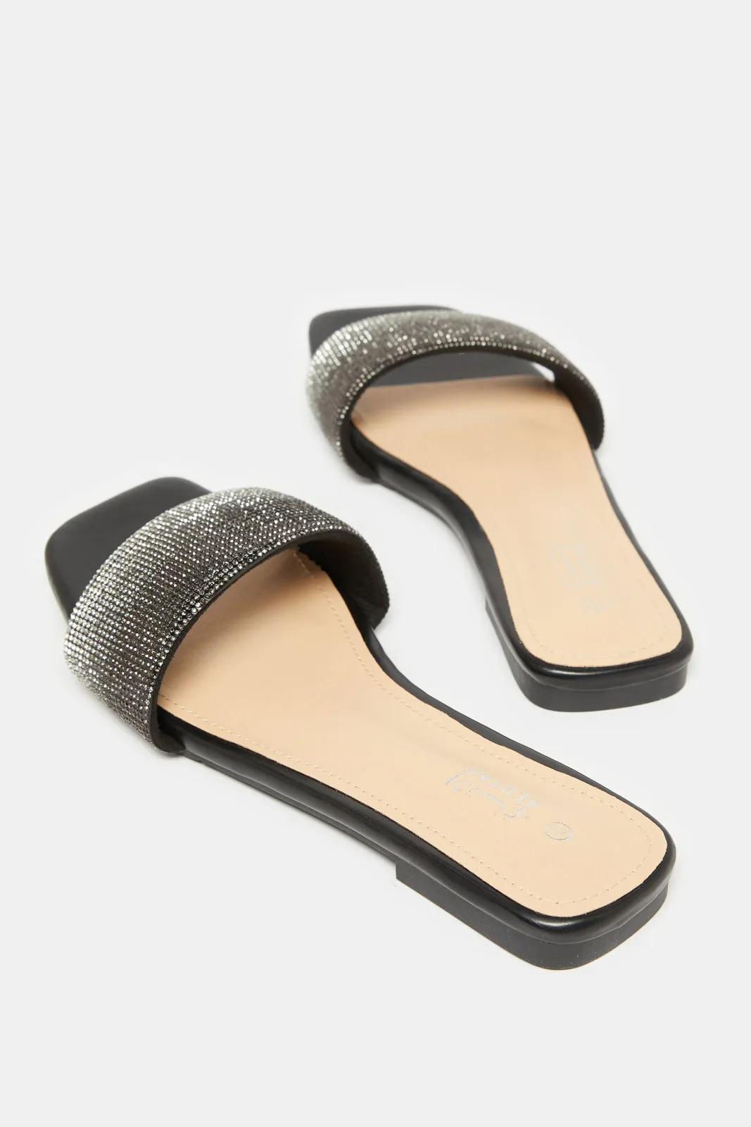 Women Black Embellished Mule